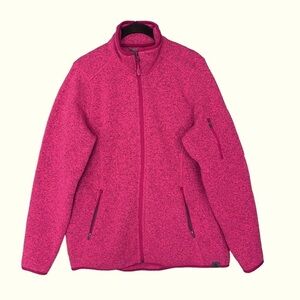 L.L. Bean Fleece Lined Zip Up Mock Neck Knit Jacket Medium Pink Regular